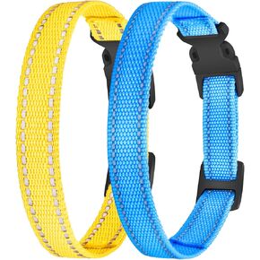 PetJoy Shock Collar Replacement Strap, Reflective, Strong, Durable, Adjustable, 2-Piece Dog Collar (Yellow & Blue)