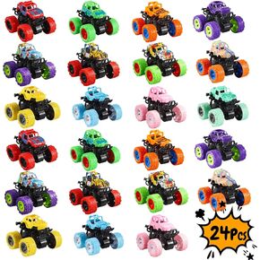 Monster Truck Toys- 24Pcs Toy Cars Bulk Push and Go Friction Powered Vehicles for Kids Boys Girls Birthday Gifts Party Supplies Classroom Prizes