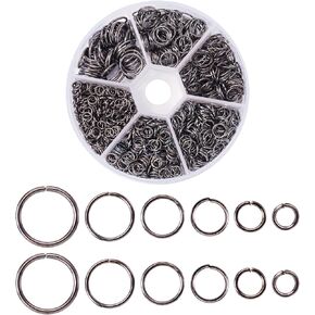 Pandahall 1Box/1745pcs Iron Open Round Jump Rings Split Rings Single Loop for Jewelry Makings 4mm/5mm/6mm/7mm/8mm/10mm Gunmetal