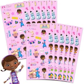 Disney Doc McStuffins Party Favors for Boys & Girls Bundle ~ 12 Pack Doc McStuffins Sticker Sheets for Kids Birthday Party Goodie Bags | Doc McStuffins Party Supplies