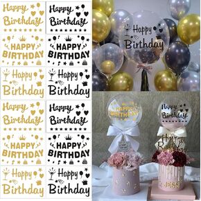 Happy Birthday Stickers for Balloons I Love You Bobo Stickers 10 PCS Mixed Color DIY Letter Decals Glass Paster Celebration Birthday Decoration Party Supplies