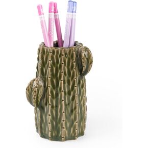 Ceramic Pen Holder, Cactus Pen Holder, Cute Pen Holder for Desk, Pen Stand Makeup Brush Holder for School, Home, Office(Light Green)