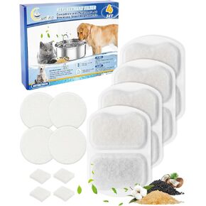 Dog Water Filter Replacement Compatible with oneisall 7L/230oz/1.8G Stainless Steel Pet Water Fountain, Pet & Dog Water Filter 12 Set Dog Water Bowl Filters