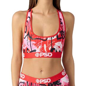 PSD Women's Heart Print Sports Bra - Racerback Sports Bras for Women with Breathable Microfiber Fabric