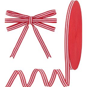 PH PandaHall 100 Yards Red White Striped Ribbon 3/8 Inch Fabric Grosgrain Ribbon Polyester Candy Cane Ribbon for Gift Wrapping Valentine Wedding New Year Sewing Home Party Decoration