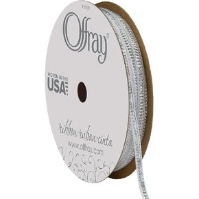 Offray, Silver Metallic Craft Ribbon, 1/8-Inch x 15-Feet, 1/8 Inch, 363171