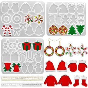 RESINWORLD Christmas Dangle Earrings Silicone Mold, Pendant Mold, Shiny Jewelry Resin Mold