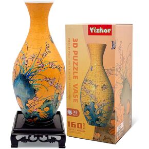 160-Piece 3D Puzzle Vase, Modern Flower Vase for Adults, DIY Vase Kit for Unique Home & Office Decor, Creative Gift for Mom, Women & Men, 4D Jigsaw Craft for Arts