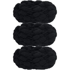 3 Rolls Pomp-A-Doodle Yarn,100% Polyester Jelly Bean POM-POM Ball Yarn for Crochet Knitting Handcraft Mat Pet Nest 450g (Cream White)