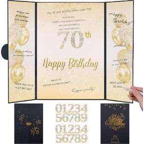 Rose Gold Birthday Party Guest Book, Birthday Party Decorations, Birthday Alternative Signature Guest Book 17.3" X 12" with DIY Stickers for Any Age, Giant Birthday Card Board Party Supplies