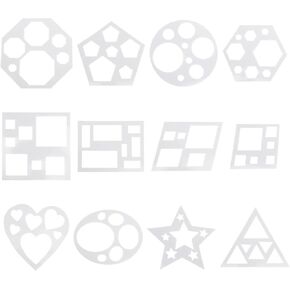 12 Pcs Drawing Stencil Geometric Stencils Circle Square Heart Star Template Set for Painting Basic Shape Tracing Stencils Simple Drawing Stencils for Classroom Painting DIY Craft