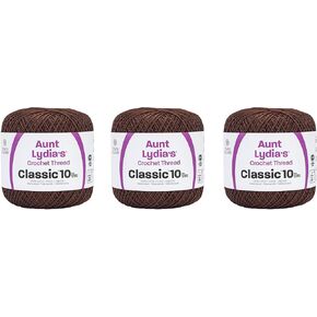 Aunt Lydia Classic Fudge Brown Crochet - 3 Pack of 350y/320m - Cotton - Gauge 10 - Crochet