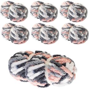 Chunky Yarn for Hand Knitting & Crocheting – Mixed Color Soft, Bulky Jumbo Yarn for Blankets, Scarves, DIY Projects, 8-Pack (Blue, Purple, Pink)