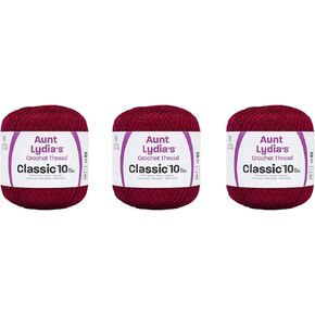 Aunt Lydia Classic Burgundy Crochet - 3 Pack of 350y/320m - Cotton - Gauge 10 - Crochet