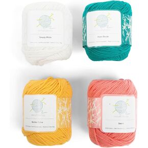 Knitting Yarn, Crochet Yarn, Mindfulness and Relaxation 100 Percent Cotton Yarn, Multicolor 4-Pack Medium Number 4 Worsted Bundle, Soft & Gentle for Baby Items – by mindfulknits (Zen)