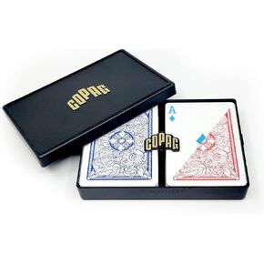 Copag 4-Color Legacy Design 100% Plastic Playing Cards, Poker Size (Standard) Regular Index Red/Blue Double Deck Set