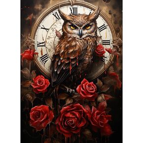 RICUVED Bird Diamond Art Kits, Owl Diamond Art Kits for Adults 5D, Flowers Diamond Art DIY Full Round Drill Gem Dots Art and Crafts for Gift Home Wall Decor 12x16Inch/30x40cm