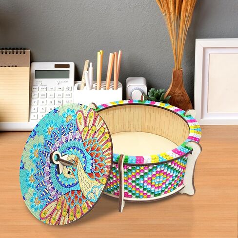 ATDMS Mandala Diamond Art Kits for Adult DIY 5D Diamond Art Wooden Box Full Drill Diamond Painting Kits Diamond Art Storage Box for Home Desktop Decor in Saudi Arabia