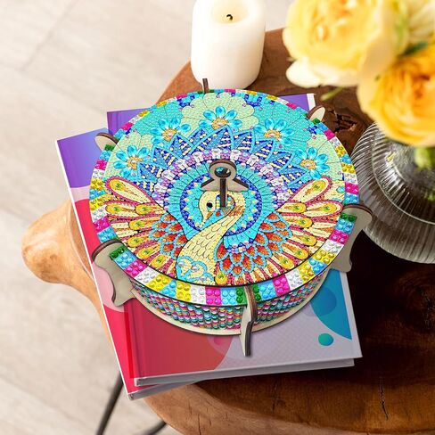 ATDMS Mandala Diamond Art Kits for Adult DIY 5D Diamond Art Wooden Box Full Drill Diamond Painting Kits Diamond Art Storage Box for Home Desktop Decor in Saudi Arabia