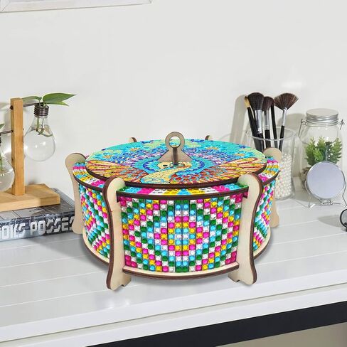 ATDMS Mandala Diamond Art Kits for Adult DIY 5D Diamond Art Wooden Box Full Drill Diamond Painting Kits Diamond Art Storage Box for Home Desktop Decor in Saudi Arabia