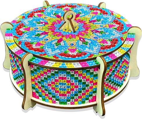 ATDMS Mandala Diamond Art Kits for Adult DIY 5D Diamond Art Wooden Box Full Drill Diamond Painting Kits Diamond Art Storage Box for Home Desktop Decor in Saudi Arabia
