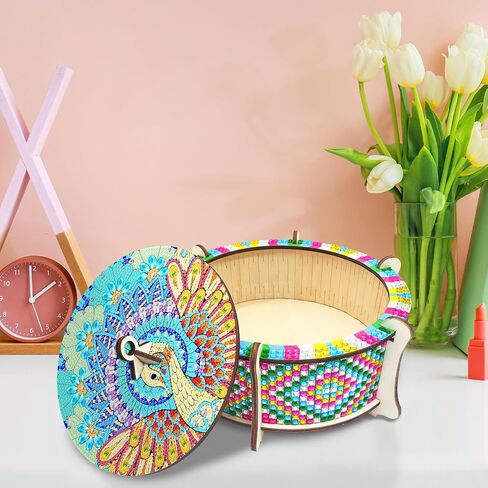 ATDMS Mandala Diamond Art Kits for Adult DIY 5D Diamond Art Wooden Box Full Drill Diamond Painting Kits Diamond Art Storage Box for Home Desktop Decor in Saudi Arabia