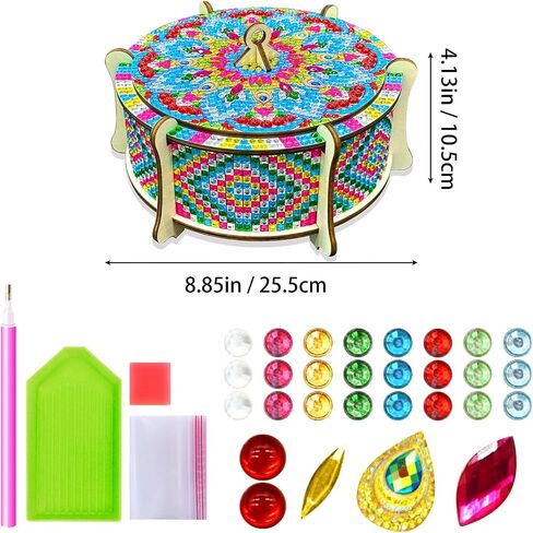 ATDMS Mandala Diamond Art Kits for Adult DIY 5D Diamond Art Wooden Box Full Drill Diamond Painting Kits Diamond Art Storage Box for Home Desktop Decor in Saudi Arabia