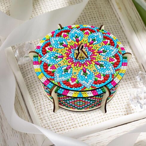 ATDMS Mandala Diamond Art Kits for Adult DIY 5D Diamond Art Wooden Box Full Drill Diamond Painting Kits Diamond Art Storage Box for Home Desktop Decor in Saudi Arabia