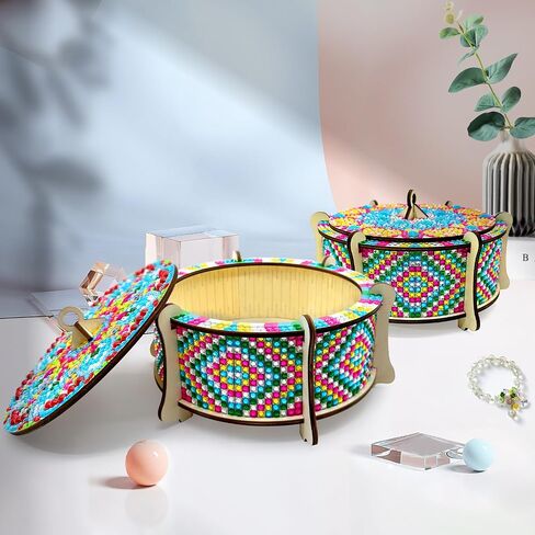 ATDMS Mandala Diamond Art Kits for Adult DIY 5D Diamond Art Wooden Box Full Drill Diamond Painting Kits Diamond Art Storage Box for Home Desktop Decor in Saudi Arabia