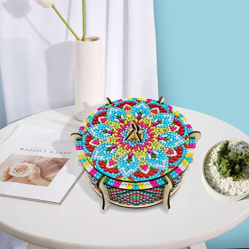 ATDMS Mandala Diamond Art Kits for Adult DIY 5D Diamond Art Wooden Box Full Drill Diamond Painting Kits Diamond Art Storage Box for Home Desktop Decor in Saudi Arabia