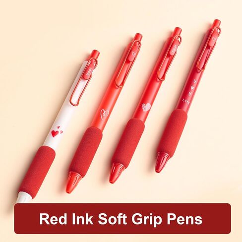 4 Pcs Gel Ink Pens Red Ink Retractable Pens Cute Love Heart Pen 0.5mm Writing Pen Office School Supplies for Girls Boys Women Men (4Pcs Red Ink) in Saudi Arabia