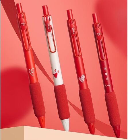 4 Pcs Gel Ink Pens Red Ink Retractable Pens Cute Love Heart Pen 0.5mm Writing Pen Office School Supplies for Girls Boys Women Men (4Pcs Red Ink) in Saudi Arabia