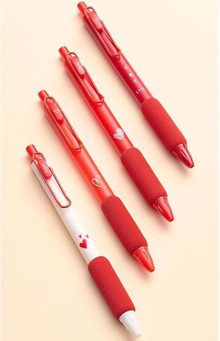 4 Pcs Gel Ink Pens Red Ink Retractable Pens Cute Love Heart Pen 0.5mm Writing Pen Office School Supplies for Girls Boys Women Men (4Pcs Red Ink) in Saudi Arabia