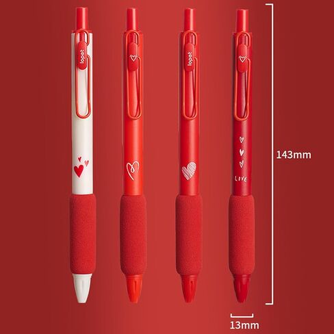 4 Pcs Gel Ink Pens Red Ink Retractable Pens Cute Love Heart Pen 0.5mm Writing Pen Office School Supplies for Girls Boys Women Men (4Pcs Red Ink) in Saudi Arabia