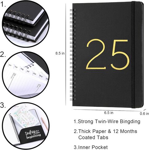 2025 Planner - 2025 Weekly Monthly Planner من يناير 2025 - ديسمبر 2025 ، مخطط التقويم 2025 مع علامات التبويب ، الجيب الداخلي ، 6.4 'x 8.5' ' in Kuwait