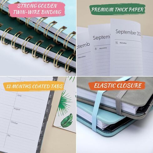 2024 Planner,Weekly and Monthly Academic Planner 2024, 6.4"x8.5",Daily Planner Calendar Planner, Premium Thick Pages,Twin-Wire Binding,Coated Tabs,Pocket Folder,Faux Leather Cover Yearly Agenda(Brown) in Saudi Arabia