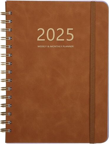 2024 Planner,Weekly and Monthly Academic Planner 2024, 6.4"x8.5",Daily Planner Calendar Planner, Premium Thick Pages,Twin-Wire Binding,Coated Tabs,Pocket Folder,Faux Leather Cover Yearly Agenda(Brown) in Saudi Arabia