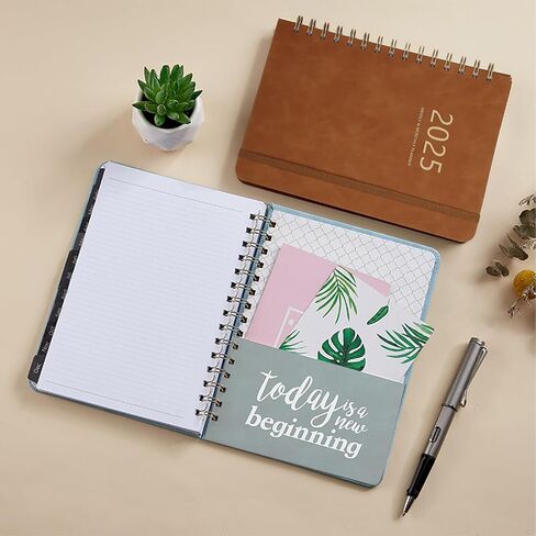 2024 Planner,Weekly and Monthly Academic Planner 2024, 6.4"x8.5",Daily Planner Calendar Planner, Premium Thick Pages,Twin-Wire Binding,Coated Tabs,Pocket Folder,Faux Leather Cover Yearly Agenda(Brown) in Saudi Arabia