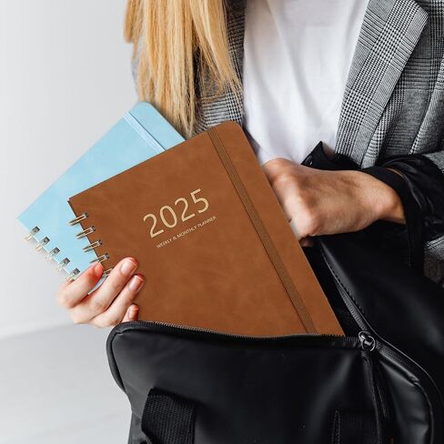 2024 Planner,Weekly and Monthly Academic Planner 2024, 6.4"x8.5",Daily Planner Calendar Planner, Premium Thick Pages,Twin-Wire Binding,Coated Tabs,Pocket Folder,Faux Leather Cover Yearly Agenda(Brown) in Saudi Arabia