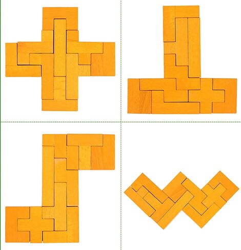 Wooden Puzzle Pattern Blocks Brain Teasers Game 3D Russian Building Toy Geometric Wood Tangram Shape Jigsaw Puzzles Montessori STEM Educational Toys Gift for Kids Adults (Multicolor) in Saudi Arabia