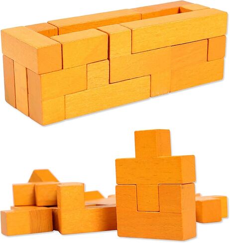 Wooden Puzzle Pattern Blocks Brain Teasers Game 3D Russian Building Toy Geometric Wood Tangram Shape Jigsaw Puzzles Montessori STEM Educational Toys Gift for Kids Adults (Multicolor) in Saudi Arabia