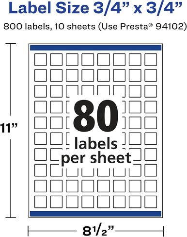 AVERY Matte Clear Square Labels, 3/4" x 3/4", 800 Labels, Print-to-The-Edge, Laser/Inkjet Printable in Saudi Arabia