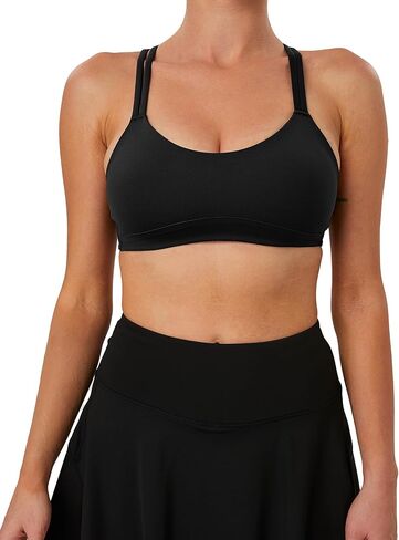 MEIVSO Women’s Double Strap Seamless Sports Bras Cross Back for Yoga Tennis Workout in Kuwait