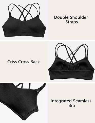 MEIVSO Women’s Double Strap Seamless Sports Bras Cross Back for Yoga Tennis Workout in Kuwait