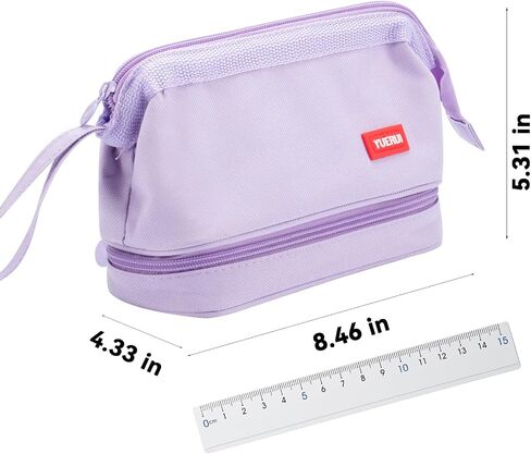 Pencil Case - 2-Layer Large Capacity Pencil Pouch with Sturdy Zipper, Big Aesthetic Stationery Pen Pouch with Handle, College Pencil Storage Box Organizer Makeup Bag for Women & Men(Black) in Saudi Arabia