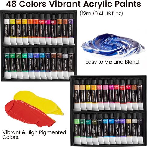 MERRIY Artist Acrylic Paint Set, Painting Supplies Kit with Tabletop Sketch Box Easel, 12 Colors Acrylic Paints,10"x 12" Stretched Canvas,Premium Acrylic Painting Set for Artist Adults, Beginners in Saudi Arabia
