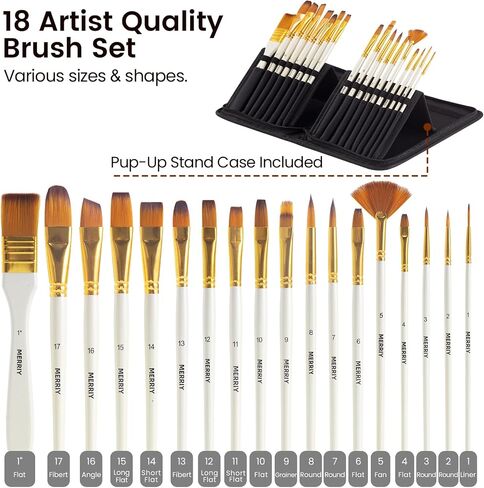 MERRIY Artist Acrylic Paint Set, Painting Supplies Kit with Tabletop Sketch Box Easel, 12 Colors Acrylic Paints,10"x 12" Stretched Canvas,Premium Acrylic Painting Set for Artist Adults, Beginners in Saudi Arabia