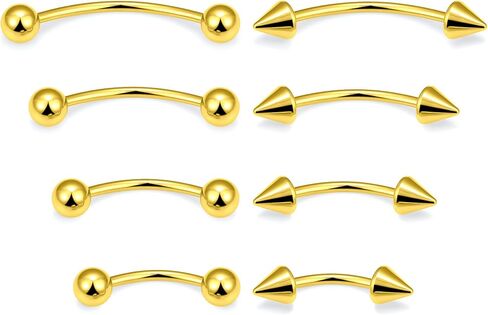 Prjndjw 3/8in(10mm) L, 8Pairs, 16G Curved Barbells. Eyebrow Piercing Stainless Steel Earrings CZ Matt Ball Curved Barbell Daith Rook Snug Tragus Body Jewelry Retainer in Kuwait