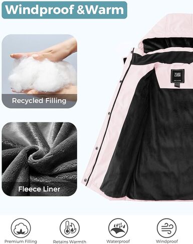 ZSHOW Girl's Winter Coats Hooded Outerwear Puffer Jacket Waterproof Warm Long Parka in Kuwait