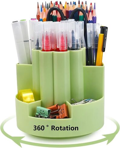 Rotating 360 Degree Pen Pencil Holder Desk-Organiser with 10 Compartments for Multifunctional Pen Pots Makeup Brushes Holder Desktop Stationary Storage for Home Office Supplies Desk Tidy in Saudi Arabia
